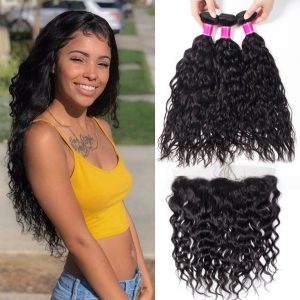 Brazilian Wet and Wavy Hair 4 Bundles with Frontal