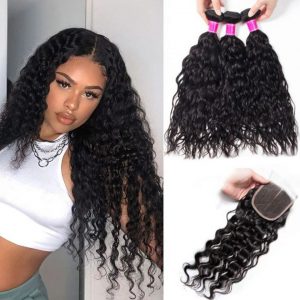 Indian water wave 3 bundles with closure