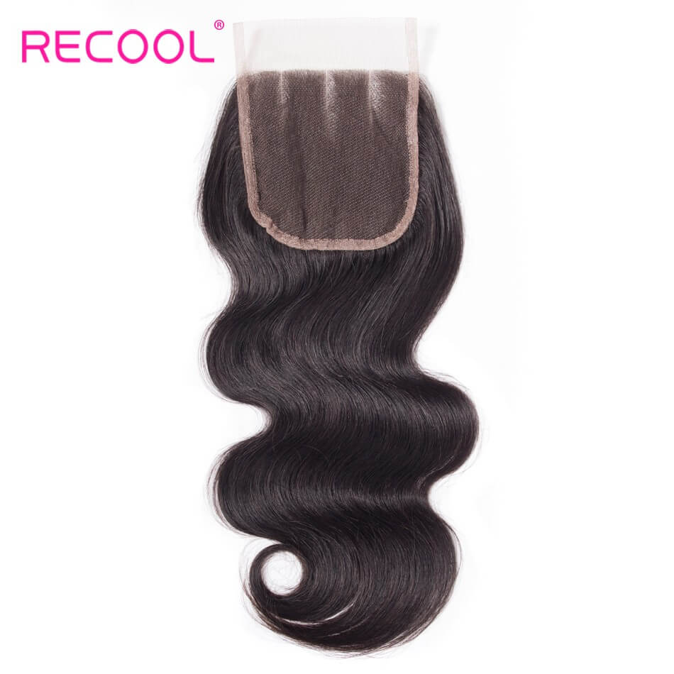 Recool Virgin Body Wave Human Hair 4*4 Lace Closure 1 PCS