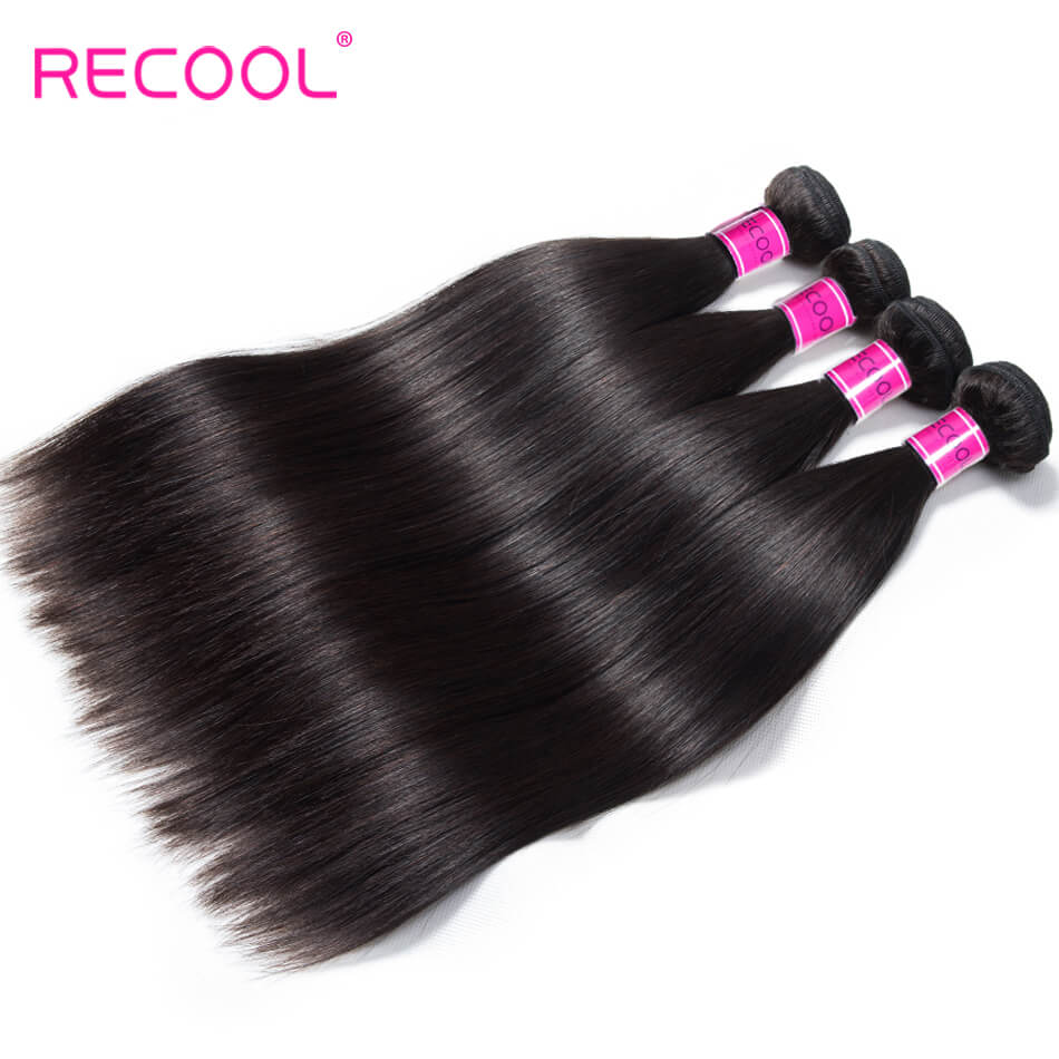 Recool Hair Straight Hair 4 Bundles 8A Premium Remy Hair