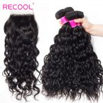 Brazilian Human Hair Water Waves Bundles With Lace Closure
