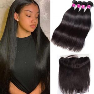 Blonde 613 Straight 3 Bundles Human Hair With Lace Frontal ...