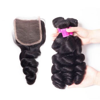 Peruvian Hair Bundles With Lace Closure Recool Hair