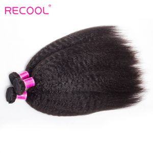 Kinky Straight Hair Indian Virgin Hair 4 Bundles Recool 8A Grade Virgin Human Hair Yaki Straight Hair