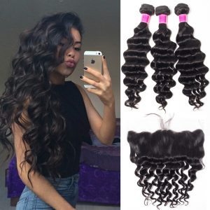 Malaysian Loose Deep Bundles With Lace Frontal Deals