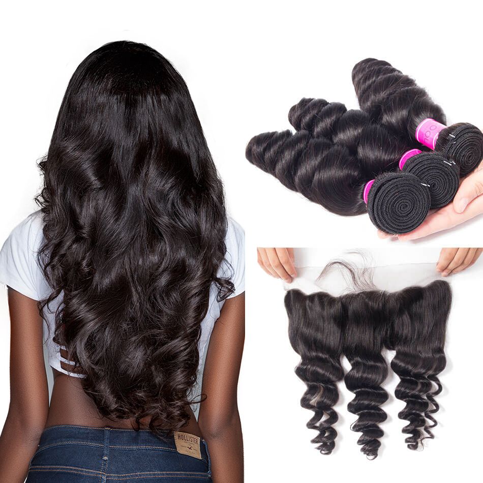 Malaysian Spring Loose Wave 3 Bundles With Frontal Recool Hair
