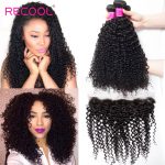Curly Wave Hair Bundles With 13*4 Lace Frontal Closure 3 Bundles Hair Weft With Frontal 100% Virgin Human Hair
