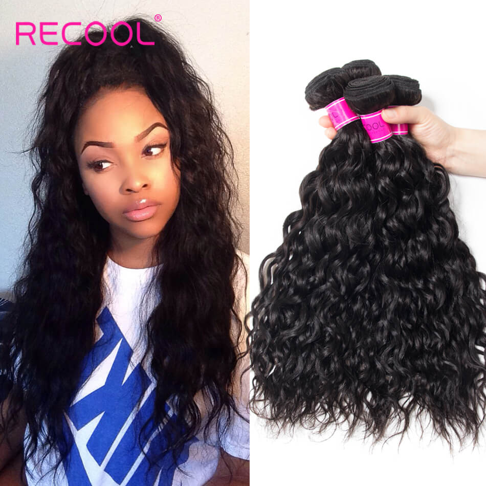 Wet And Wavy Human Hair Weave 4 Bundles Recool Hair Virgin Malaysian Hair Water Wave Bundles