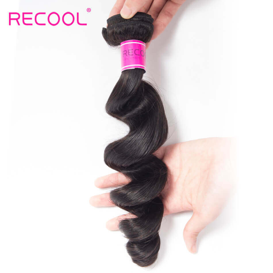 Recool Hair Loose Wave Bundles With Closure 100% Remy Vrigin Hair Loose Wave Bundles Hair With Closure