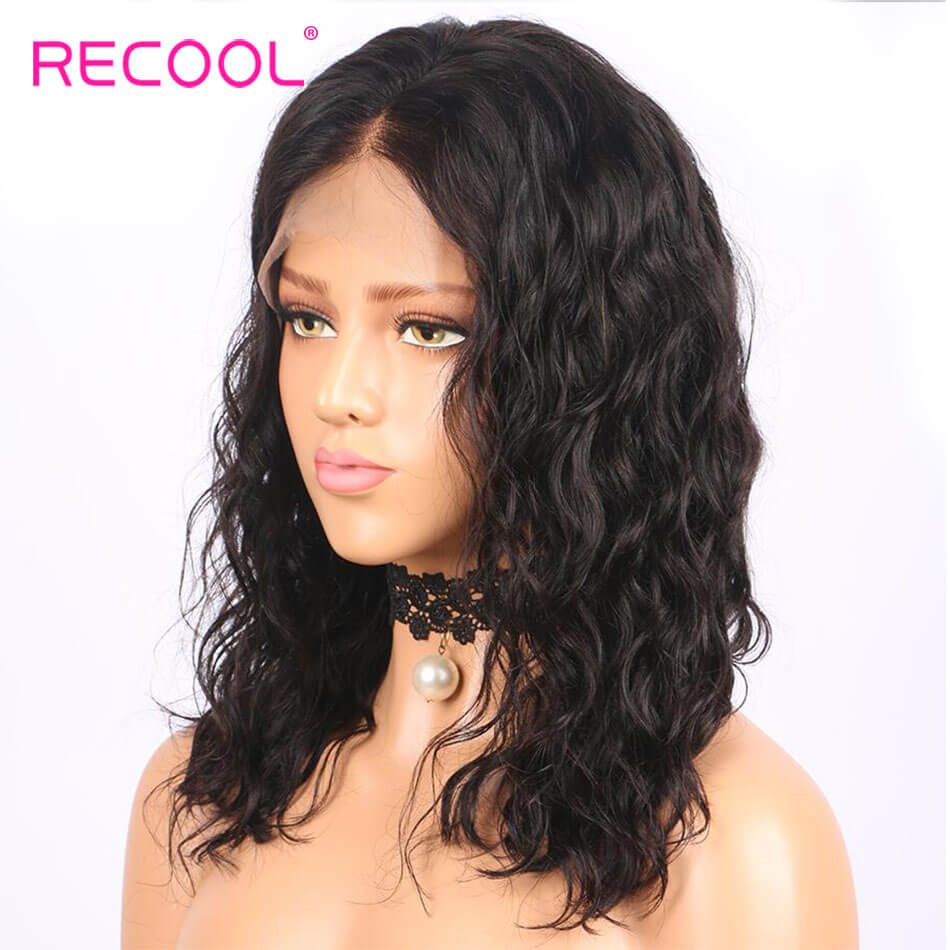 Short Bob Wavy Wigs Lace Frontal Wig 100% Virgin Human Hair Wigs Beauty Hairstyles
