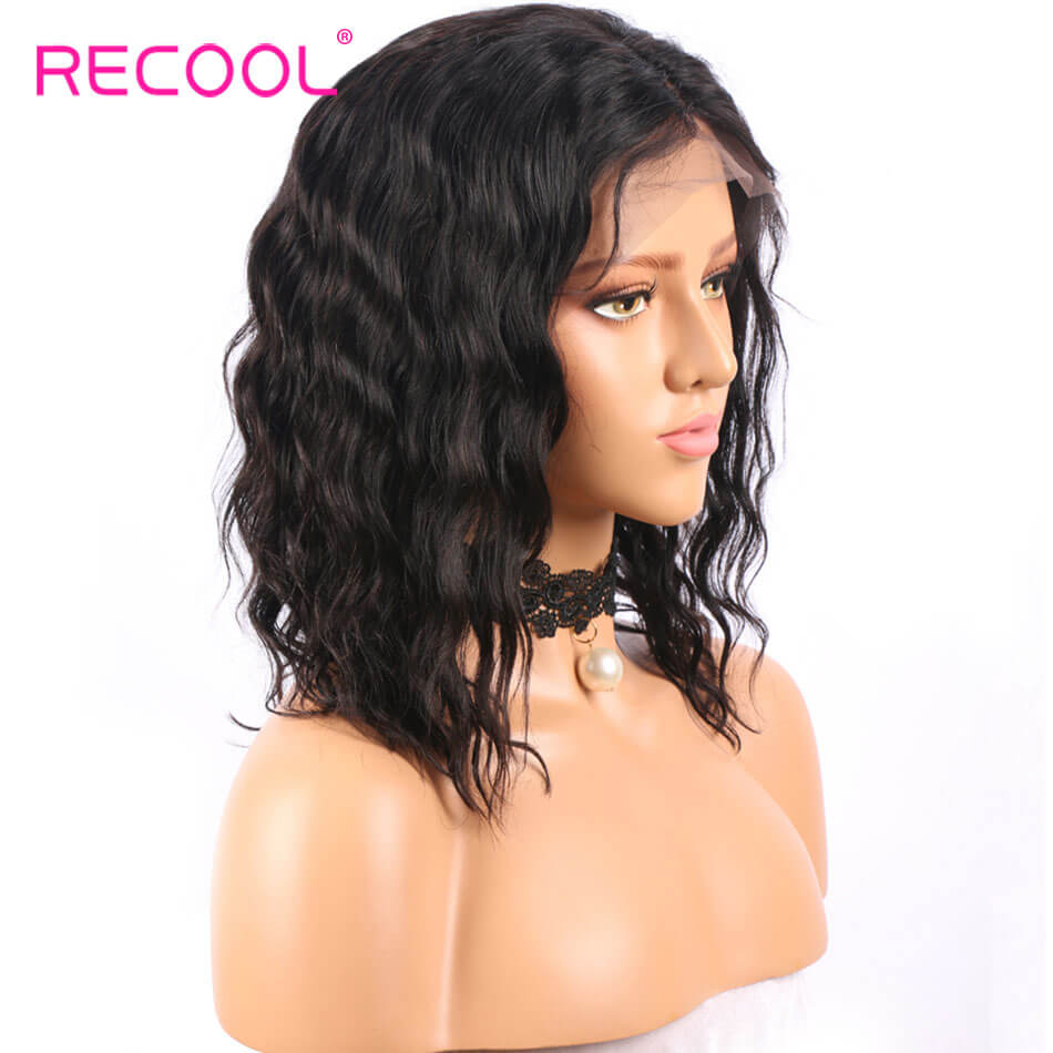 Short Bob Wavy Wigs Lace Frontal Wig 100% Virgin Human Hair Wigs Beauty Hairstyles