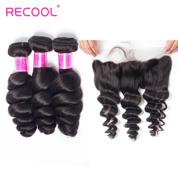recool hair loose wave 3 bundles with frontal