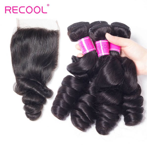 recool hair loose wave 4 bundles with closure