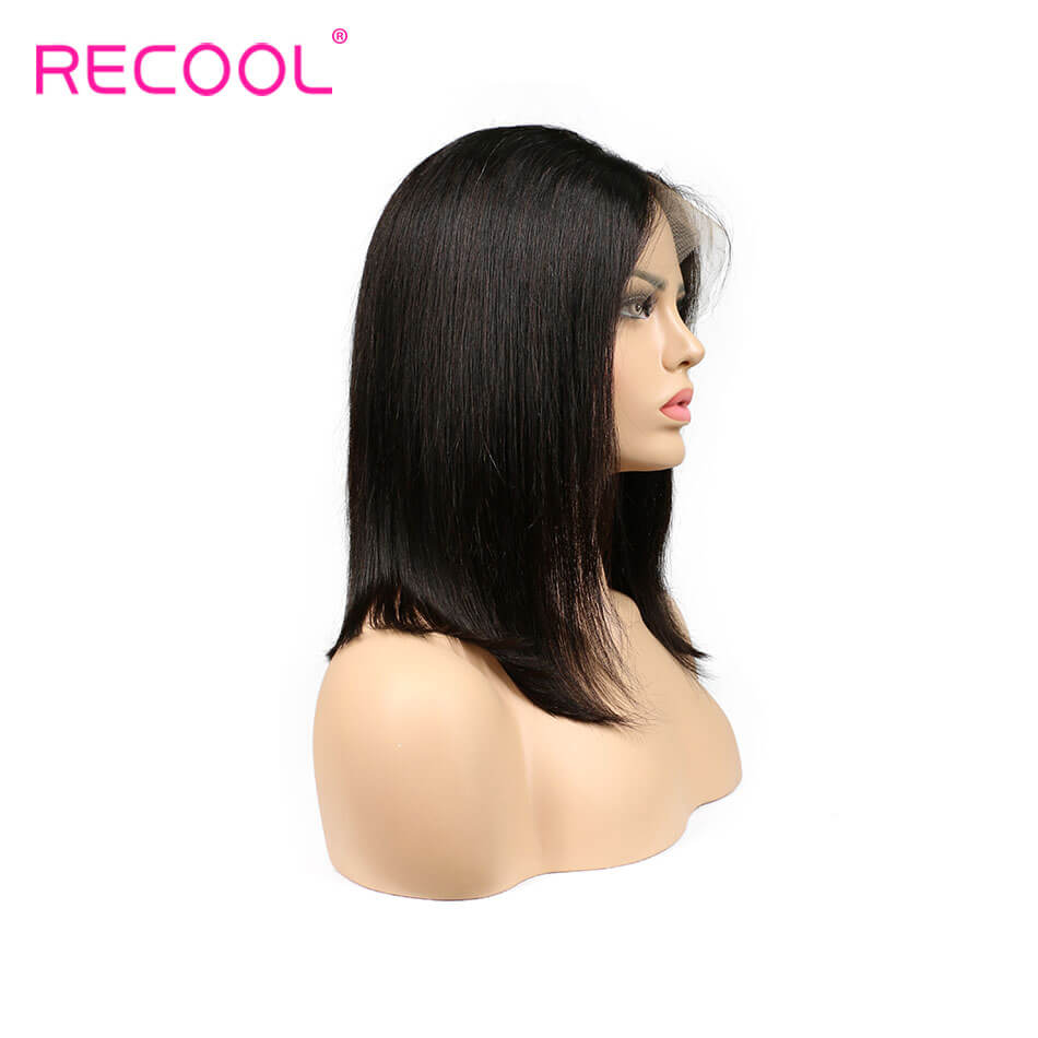 Recool Hair Brazilian Human Hair Short Bob Straight Wigs 180% Density For Black Women 13*6 Lace Frontal Wigs