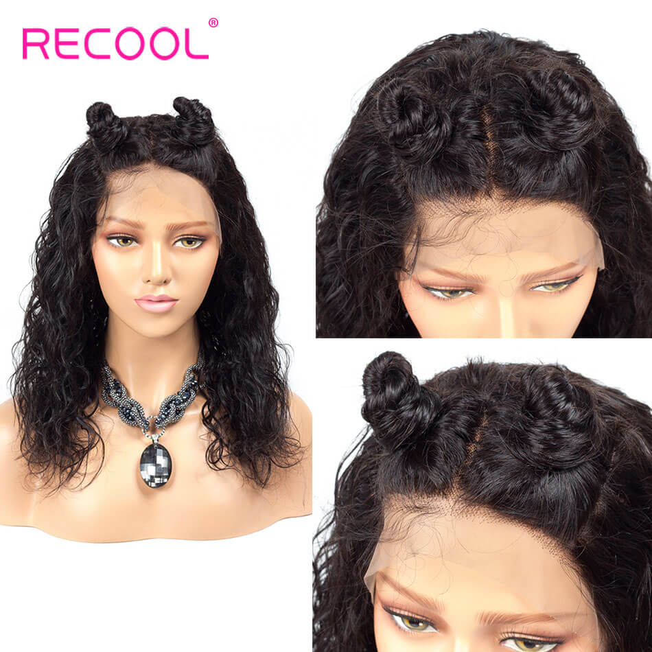 Recool Hair Water Wave Lace Front Wigs Natural Hairline 180% Density Human Hair Wigs With Baby Hair Bleached Knots Virgin Human Hair with Adjustable Straps