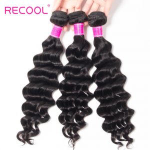 Recool Hair Loose Deep Wave Malaysian Virgin Hair 4 Bundles 100% Remy Human Hair Extension Bundles