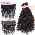 Indian deep curly 3 bundles with frontal
