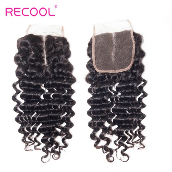 Recool Virgin Hair Deep Wave Human Hair 4*4 Lace Closure 1 PCS