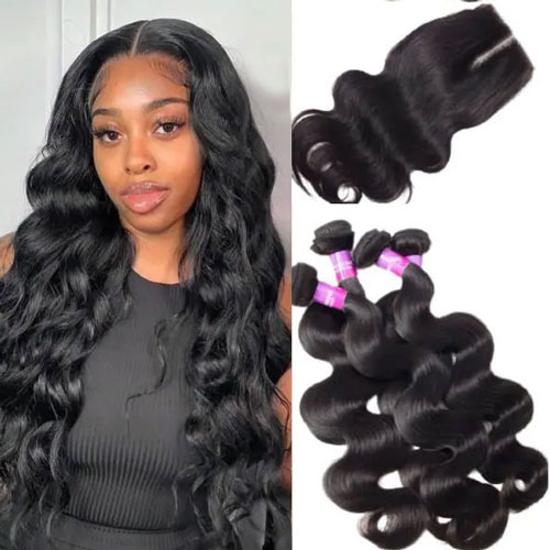 Indian-Hair-Body-Wave-4-Bundles-With-Closure