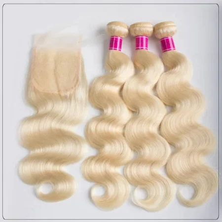 Brazilian-3-Bundles-Body-Wave-613-Blonde-Human-Hair-Weaves-With-Lace-Closure