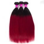 Ombre Color Hair 1B Burgundy Straight Remy Human Hair 4