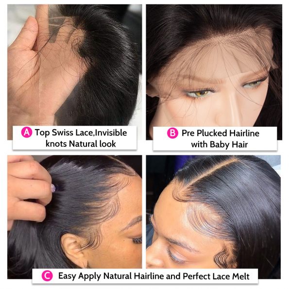 13x4 lace front wig details straight body wave
