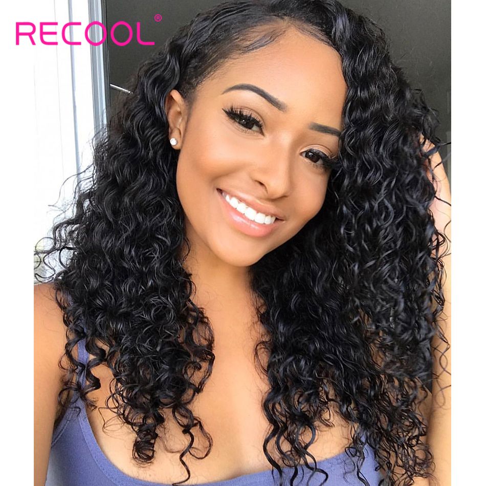 Brazilian Deep Wave 13x4 Lace Closure Human Hair Wigs Recool Hair 