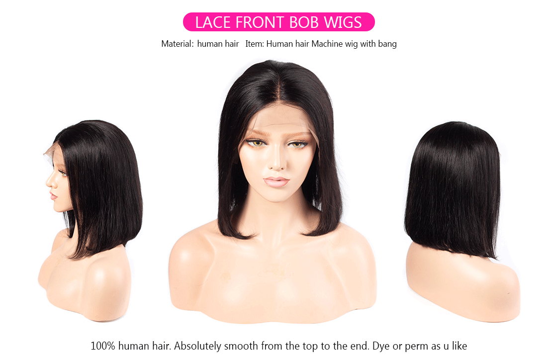 straight bob lace front wig