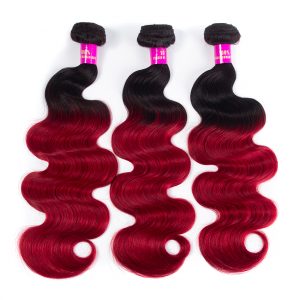 1B red body wave hair