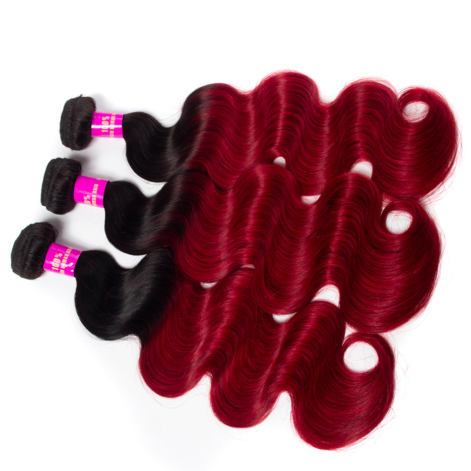 1B red body wave hair 2