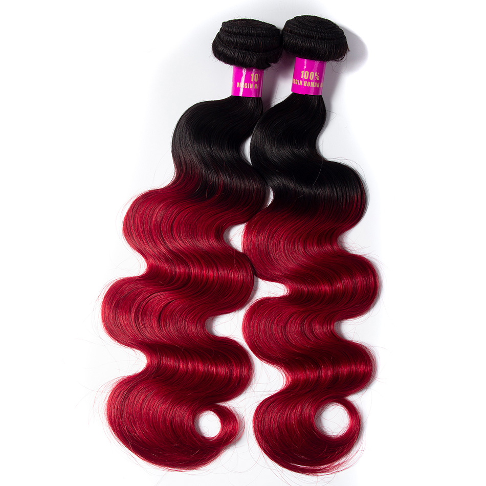 1B red body wave hair 4