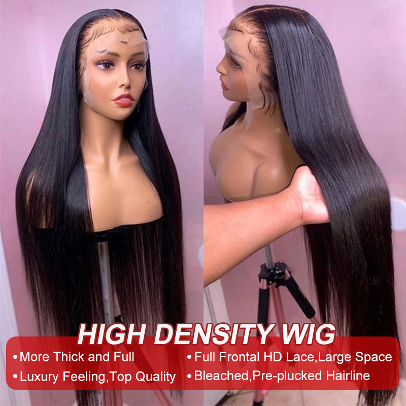 high density straight hair wig