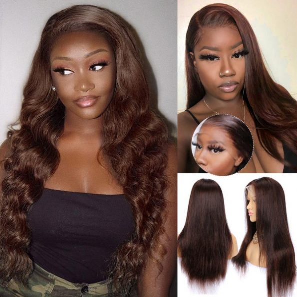 chocolate brown color lace frontal wig (1)