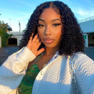 curly 4x4 lace closure bob wig | Recool Hair