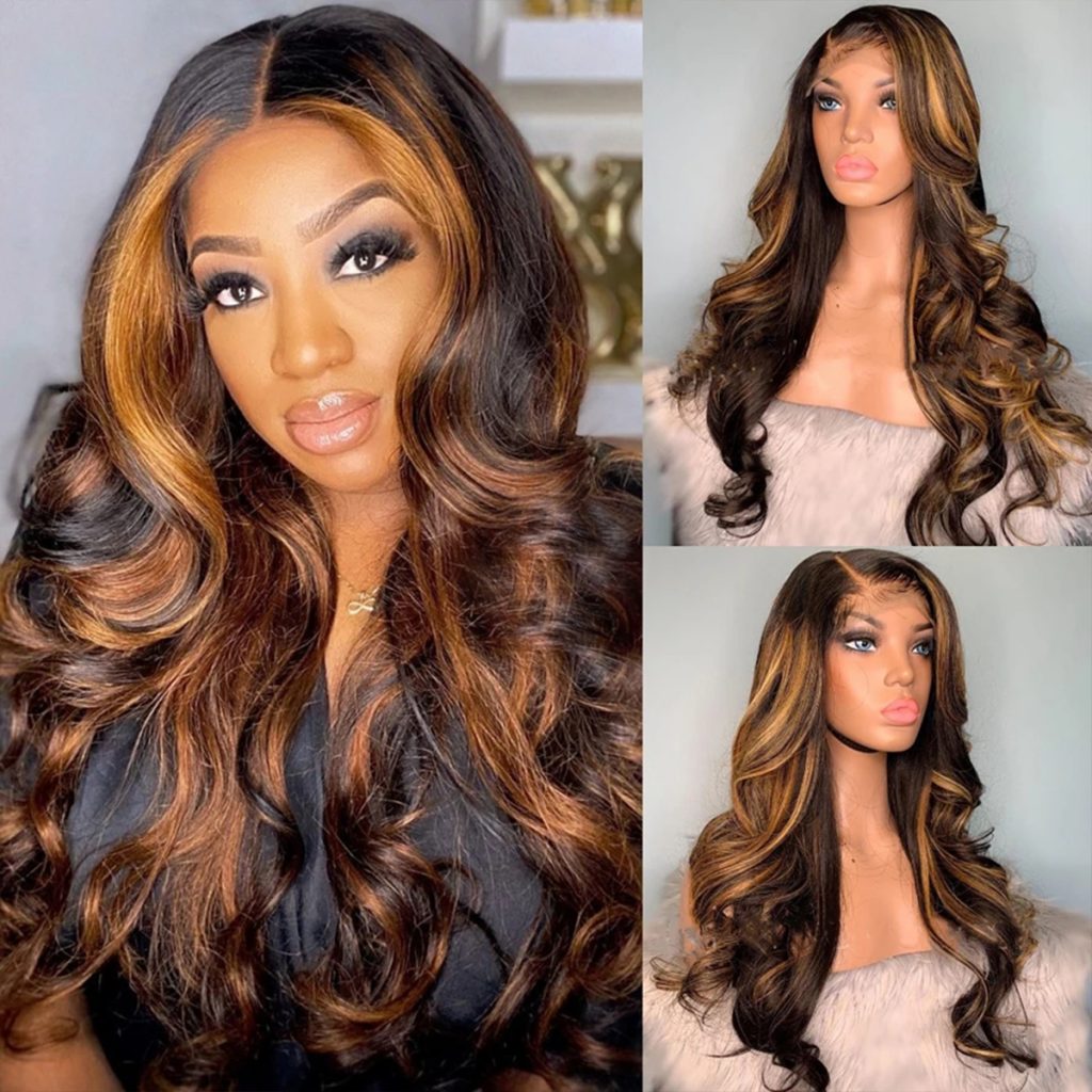 Highlight Body Wave Wig Lace Front Wig Colored Human Hair Wigs Recool Hair