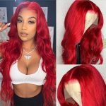 Red body wave straight wig-1