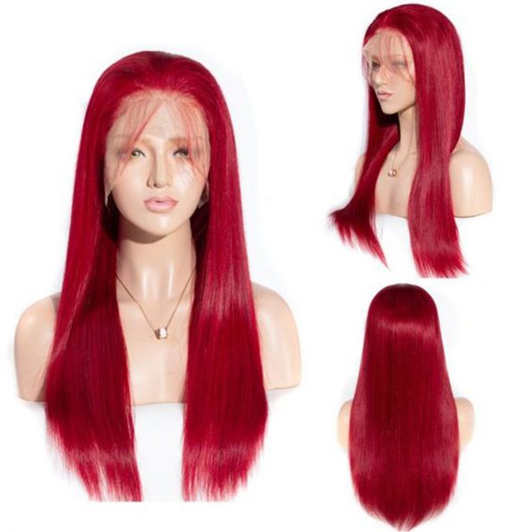 red human hair lace front wig