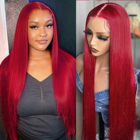 red straight hair wig
