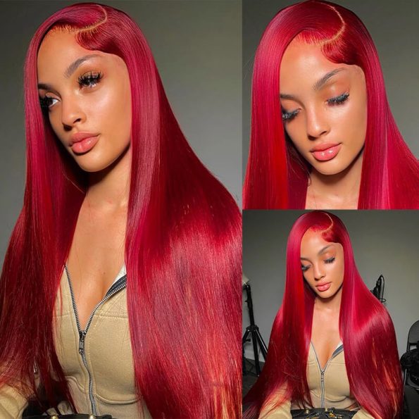 red straight hair wig