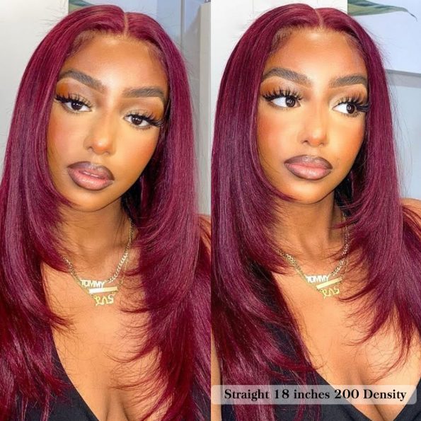 99J Burgundy color straight wig (2)
