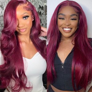 Body Wave 99J 13x4 Lace Front Wig Straight 5x5 | Recool Hair