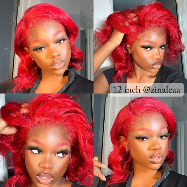 red bob wig 12 inches