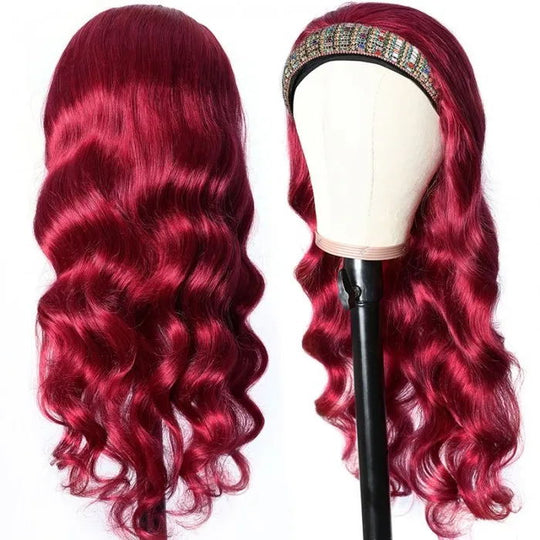 99j burgundy color headband wig