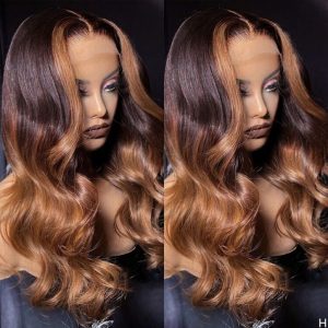ombre brown with highlight bang (3) | Recool Hair