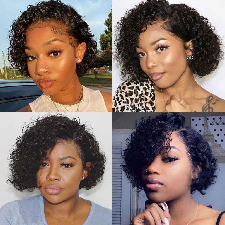 Short Curly Pixie Cut Bob Lace Closure Wigs | Recool Hair