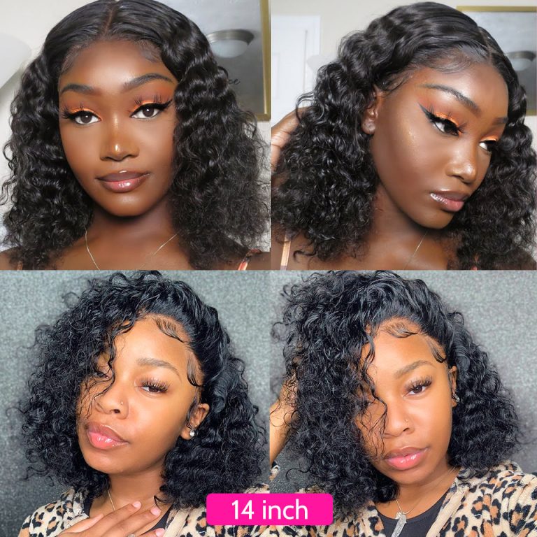 Water Wave 360 Lace Frontal Short Wig For Black Women 13×4 Lace Front ...