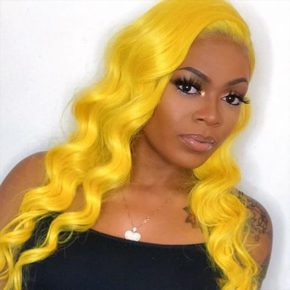 Yellow body wave lace frontal wig