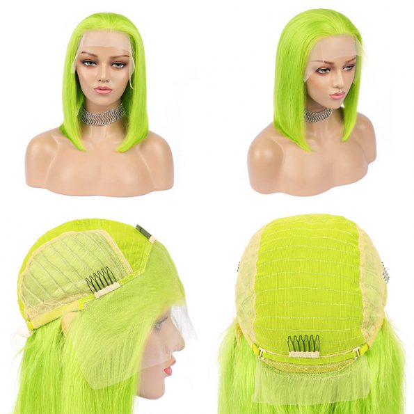 green-color-bob-human-hair-wig