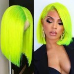 green color straight hair bob frontal wig