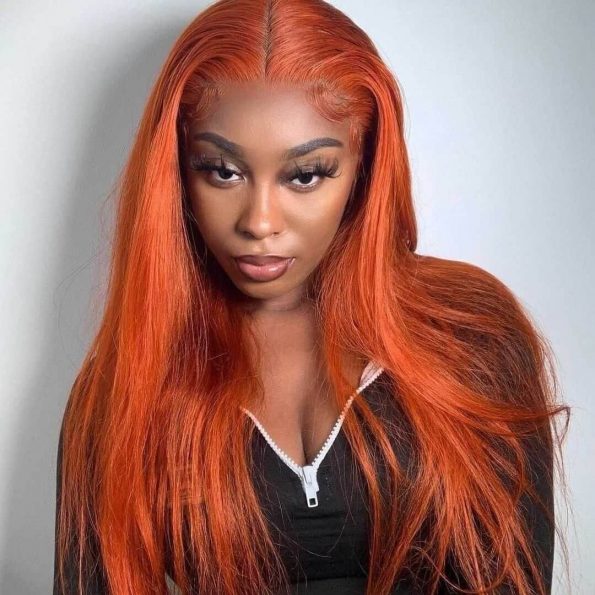 orange color Straight frontal wig